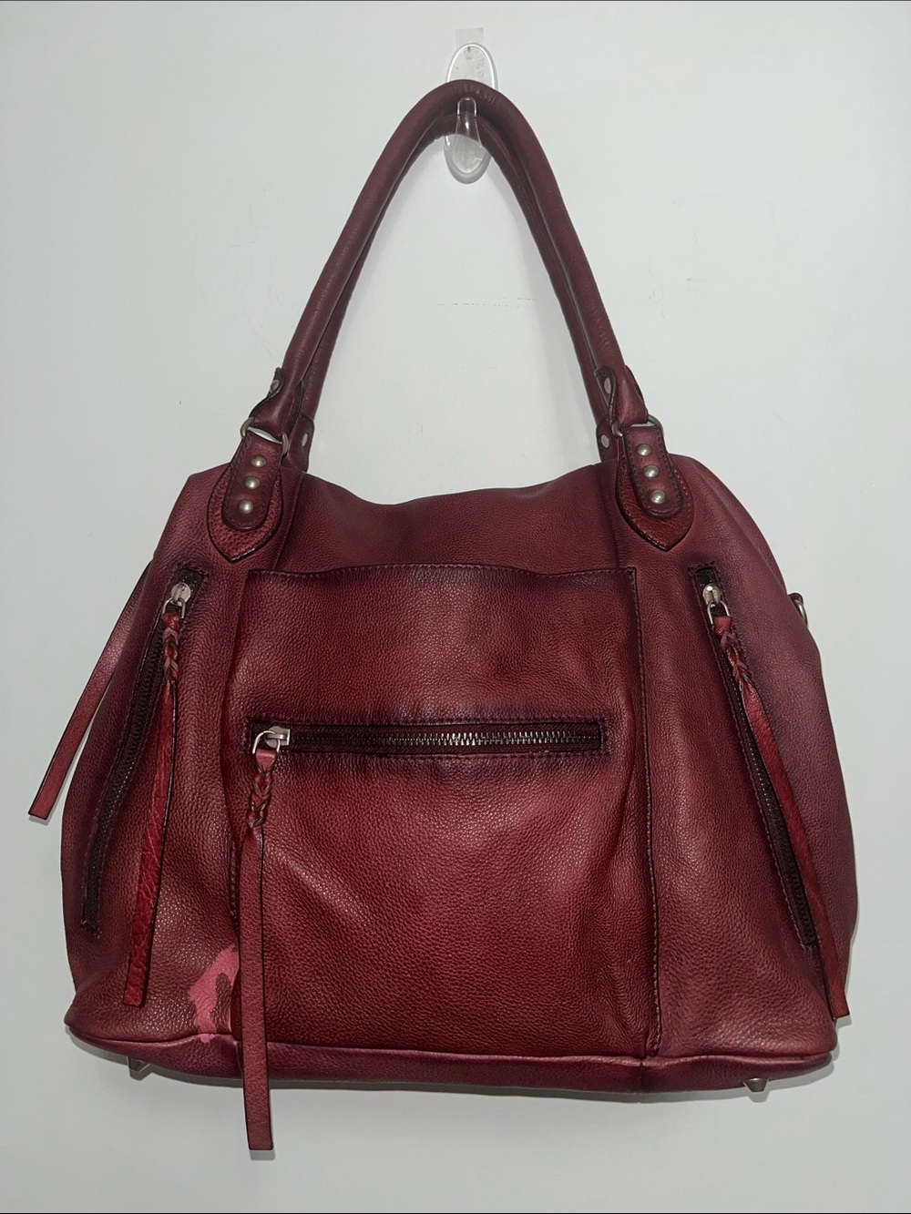 1219. FREE PEOPLE Emerson leather bag in Red Rock/Wine NWT (with discoloration) - Picture 3 of 8